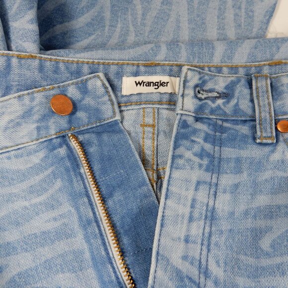 Wrangler Wanderer Flare JEANS Size 26 x 30 Blue Meow Laser Tiger Print NEW - Picture 7 of 16